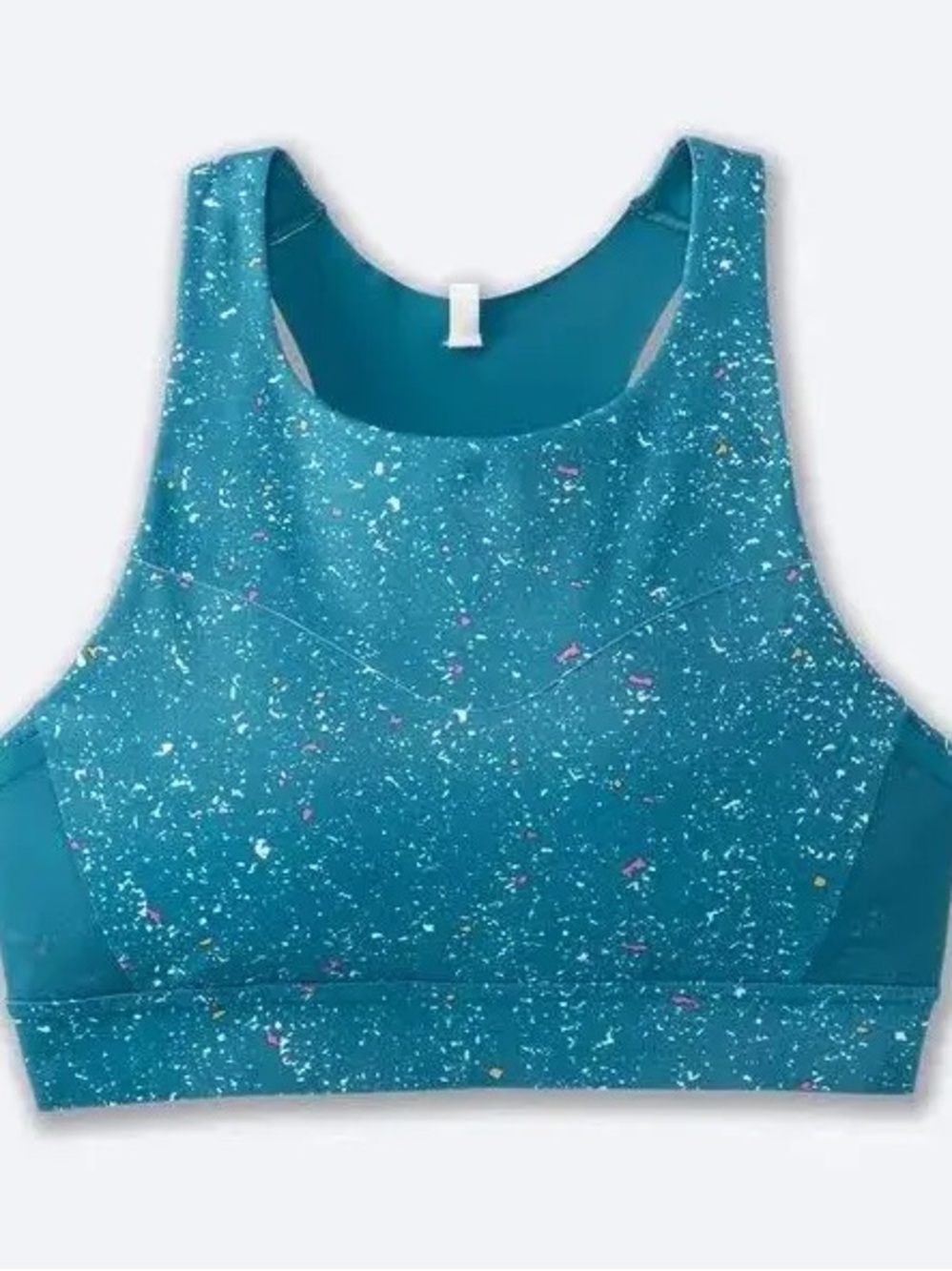 Brooks Drive 3-Pocket Sports Bra NWT Lagoon Speckle Print High Impact 32C/D - Picture 6 of 13